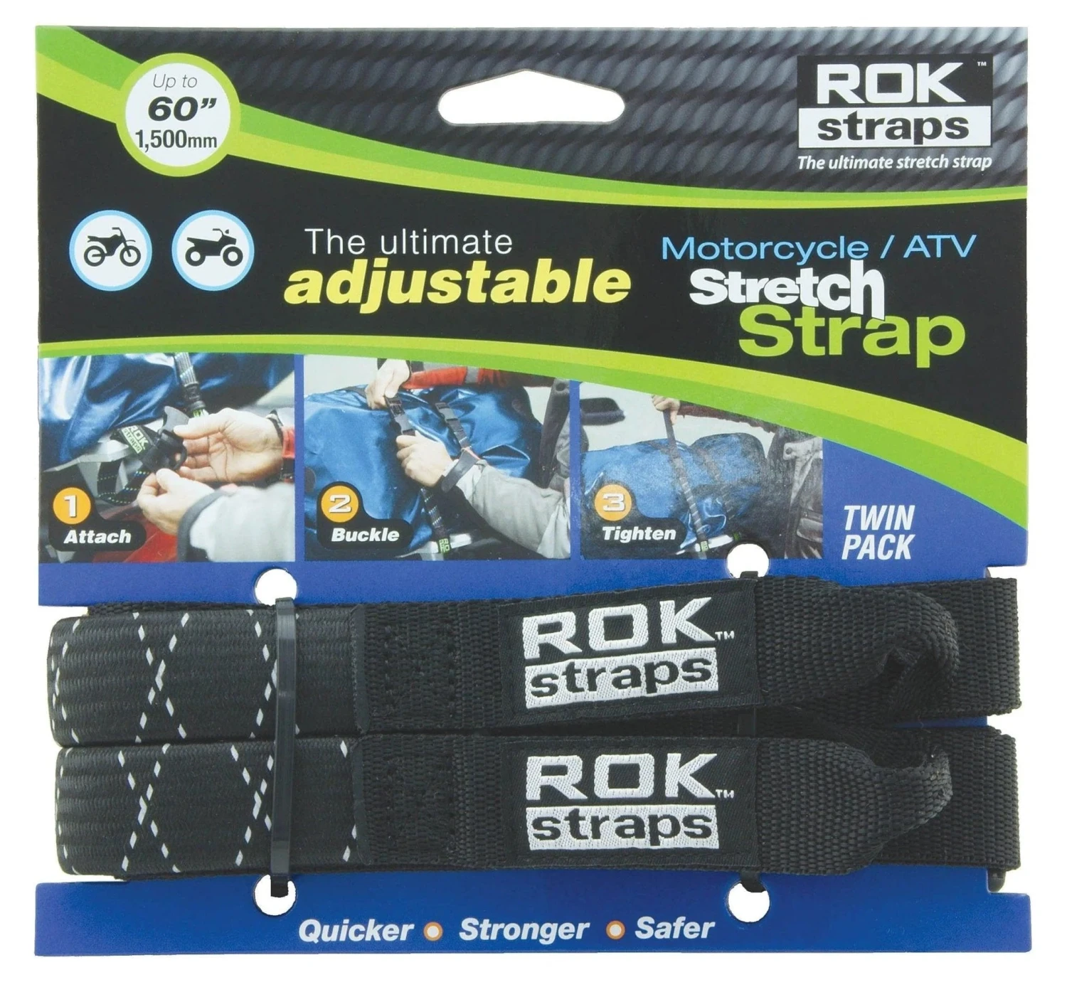 ROK Straps HD 25mm Adjustable - Black Reflective 4 ROK Straps HD 25mm Adjustable - Black Reflective - Image 2